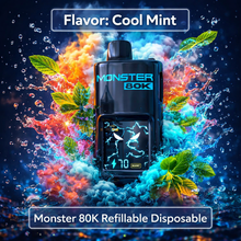 Load image into Gallery viewer, Monster 80K Refillable Disposable